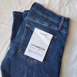Frame Women's 27 NWOT Le Garcon Jeans Lupine Grind Mid Rise Straight Leg Dark